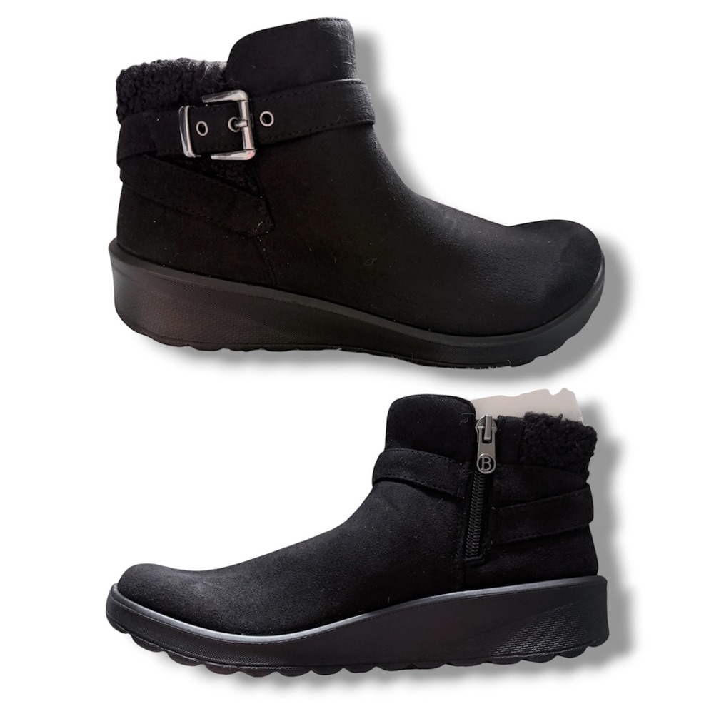 BZees for LifeStride Gateway Womens Black Ankle Bootie Wide Width Size 7.5 W NEW